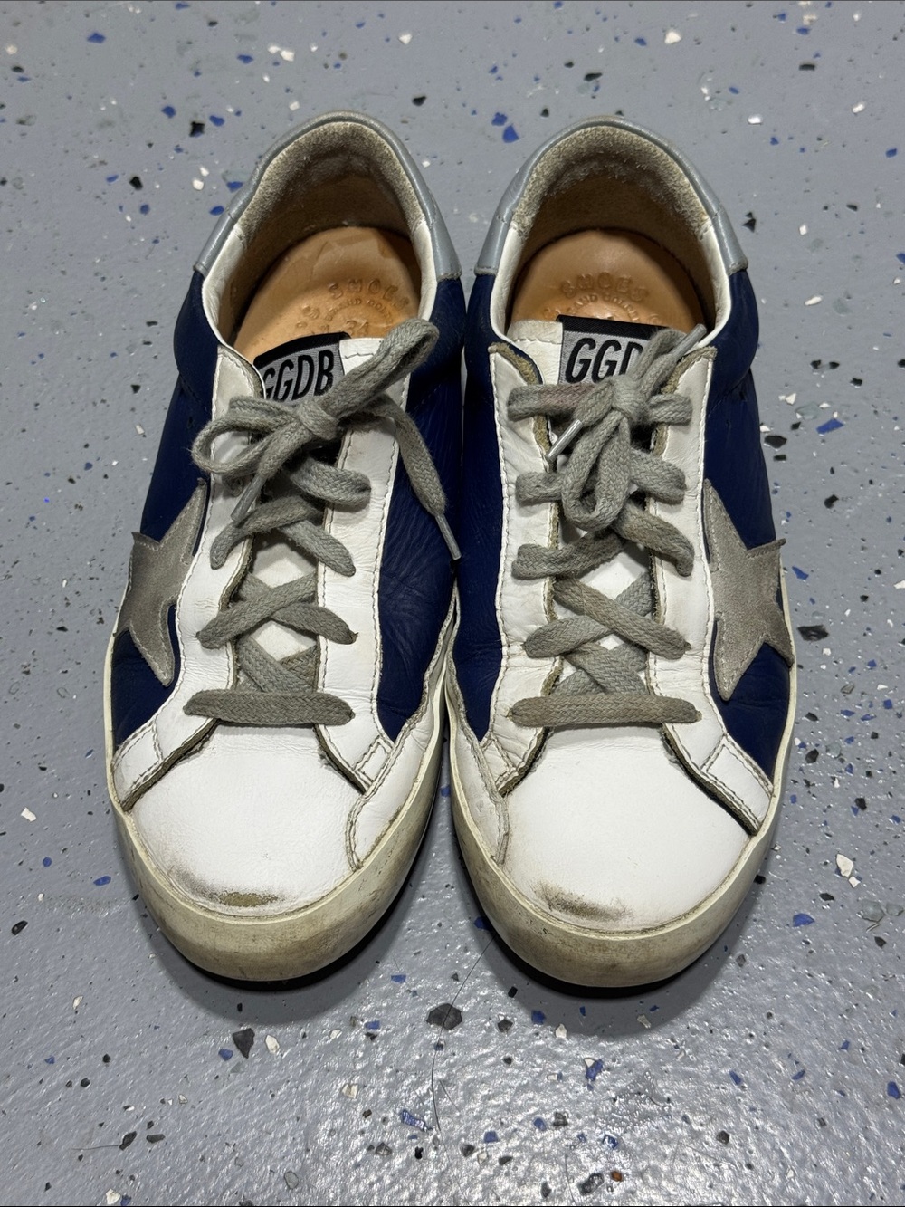 Golden Goose Kids Navy Blue and White Superstar Sneakers